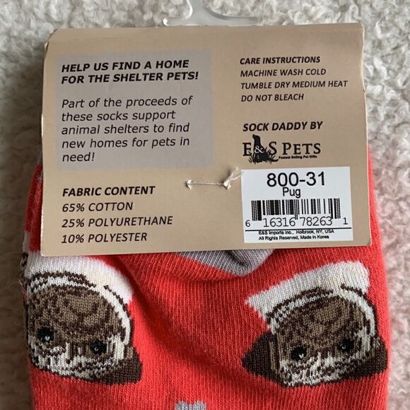 NWT Sock Daddy Pug Fawn Dog Socks Unisex Cotton/Poly One size fits most‎ - Picture 4 of 4